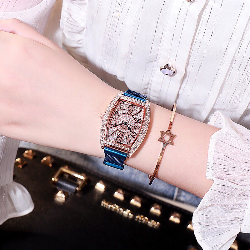 Đồng hồ thời trang nữ DZG dây lưới nam châm đính đá siêu đẹp K5002 | BigBuy360 - bigbuy360.vn