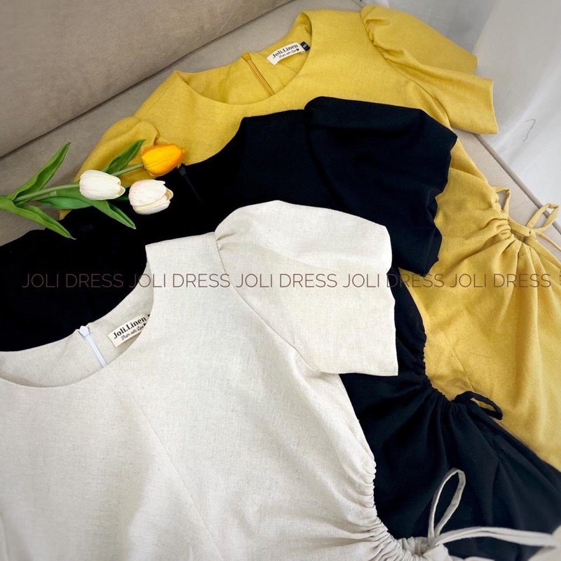 Pass váy linen joli dài khoét eo newtag