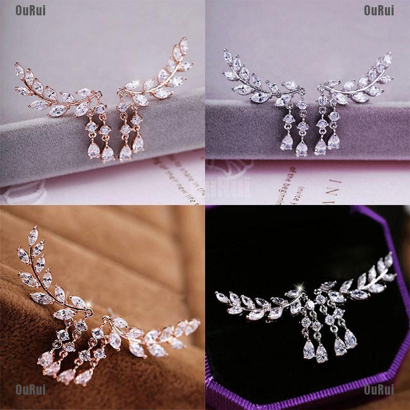 Đôi Bông Tai Dáng Dài Phối Tua Rua Đính Đá Thời Trang Cho Nữ