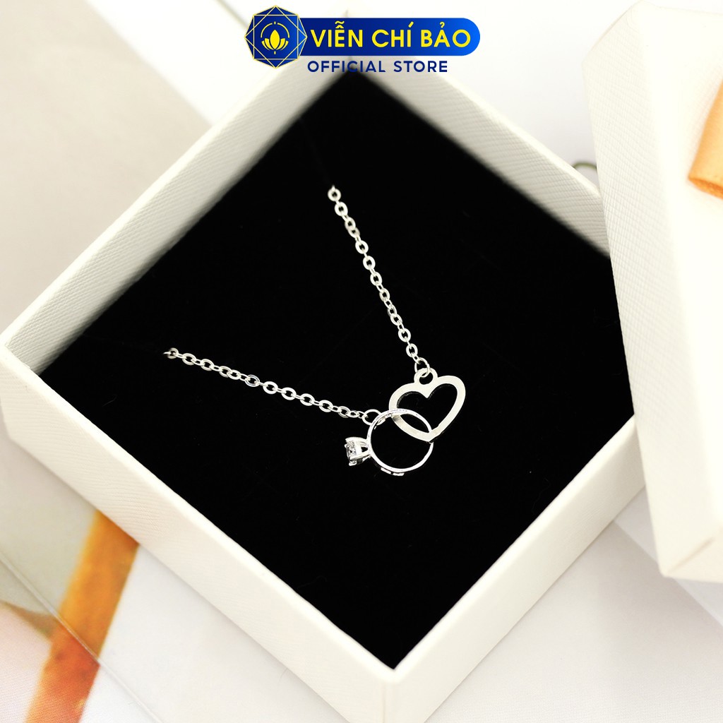 Dây chuyền bạc nữ mặt nhẫn trái tim chất liệu bạc 925 thời trang phụ kiện trang sức nữ Viễn Chí Bảo D400231