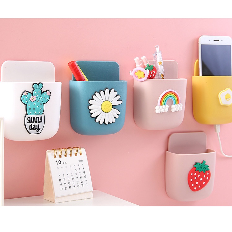 Kệ dán tường đa năng dể thương sticker Giá treo để bút, điện thoại ,điều khiển Shalla {SIÊU HÓT}