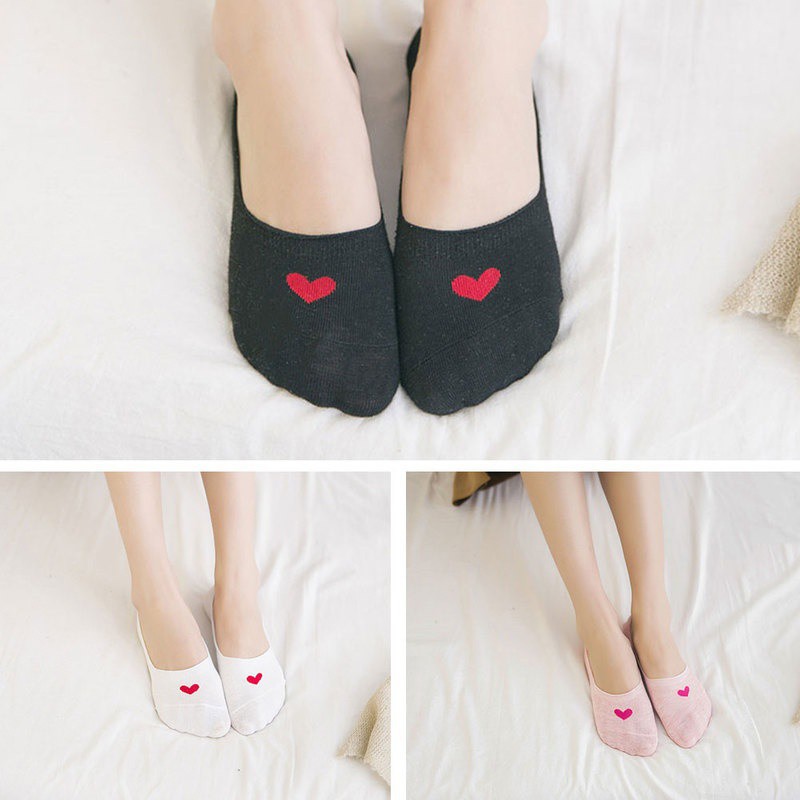 Vớ thuyền không trượt in hình trái tim