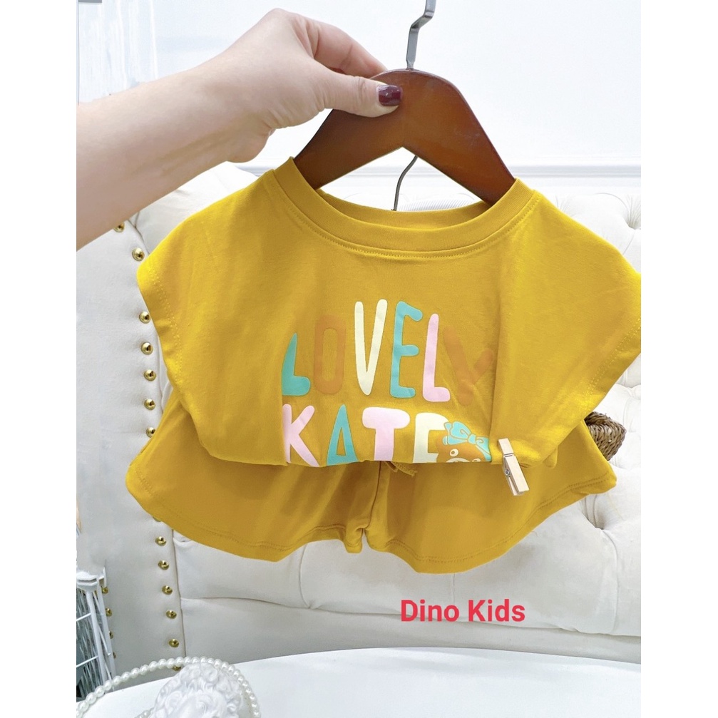 Bộ cộc tay bé gái, bộ quần áo chất cotton zíp QC áo cánh rơi Lovely quần giả váy xòe đẹp xuất sắc cho bé