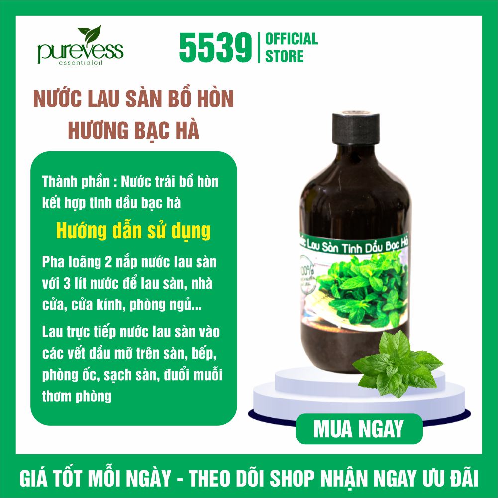 Nước lau sàn sả chanh Purevess 500 ml đánh bay mọi vết bẩn, đuổi muỗi, thơm phòng, tốt cho sức khỏe - Shop 5539