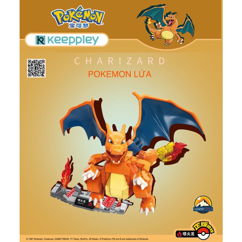 Đồ chơi lắp ghép xếp hình Pokemon rồng lửa Charizard B0108 chính hãng Keeppley