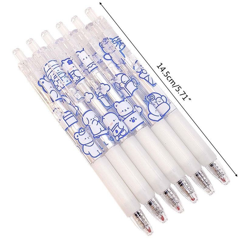 Set 6 Bút Mực Gel Mực Đen / Trong Suốt Dùng Viết Ghi Chú Tại Nhà