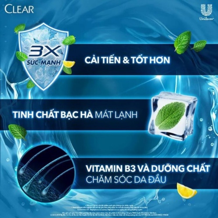 Dầu gội sạch gàu Clear mát lạnh bạc hà chai 900g