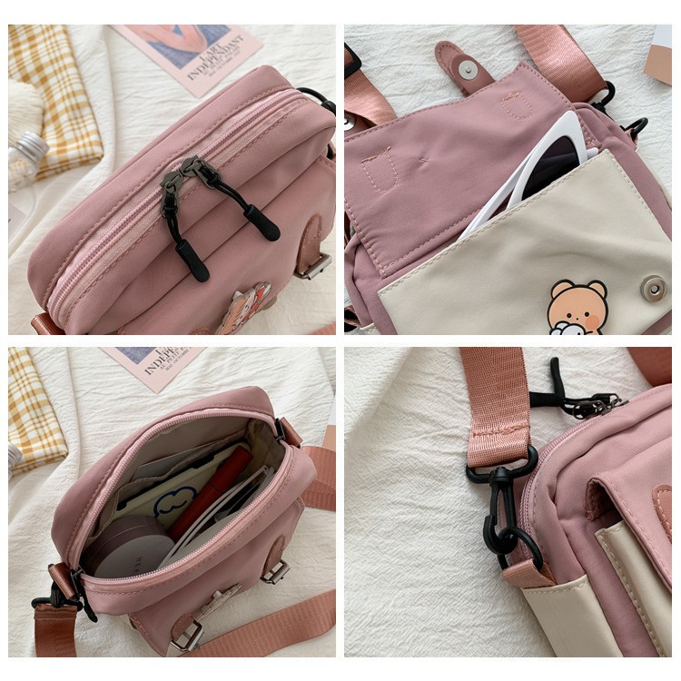 Túi vải đeo chéo nữ giá rẻ hai khóa dọc BAG U V2D85 | BigBuy360 - bigbuy360.vn