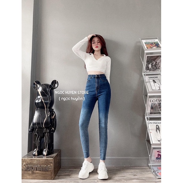 [Mã FAMARAL1 giảm 10K đơn 50K] Quần jeans ôm loang trơn