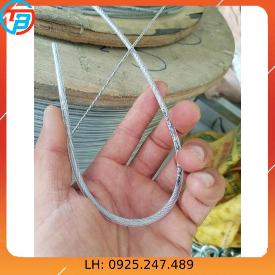 100 Mét Cáp Thép Bọc Nhựa 4mm.làm dây phơi quần áo,trang trí nhà cửa...kimkhinhatphat