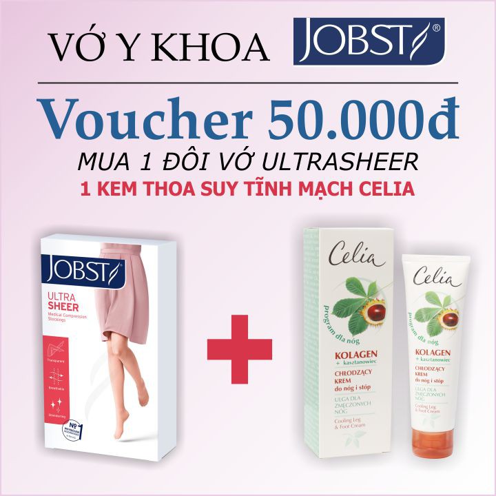 Combo 1 UltraSheer - Siêu Mỏng, vớ đùi, màu da, hở ngón + 1 Kem thoa suy tĩnh mạch Celia