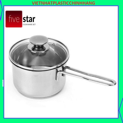 Quánh nấu bột inox 3 đáy Fivestar đun từ được nhiều cỡ ( Size 14, 12) nắp kính Xoong Nồi quấy bột Fivestar chống dính
