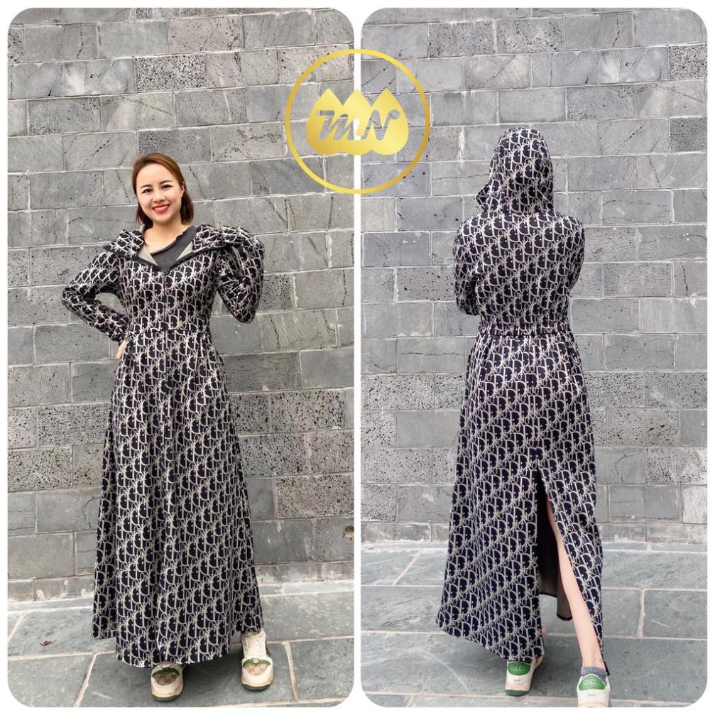 Áo chống nắng toàn thân 3 lớp vải lanh nhung Nhật xịn dài phủ kín chân - ao chong nang nu toan than 