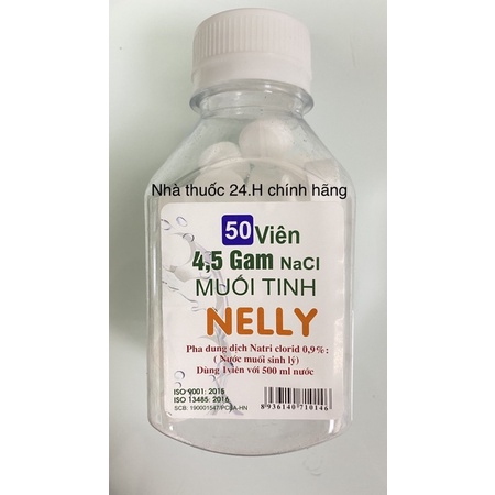 Muối viên tinh khiết NELLY - Hộp 50 viên muối sinh lý An phú, tự pha dùng súc miệng, rửa mũi, vết thương, sát khuẩn