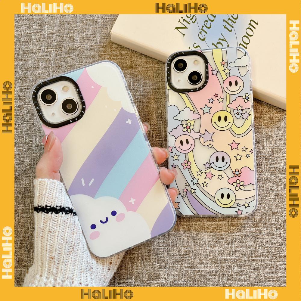 iPhone Case Silicone Soft Case Clear Case Thickened Shockproof Protection Camera Rainbow Smiley Compatible For iPhone 11 iPhone 13 Pro Max iPhone 12 Pro Max iPhone 7 Plus iPhone xr