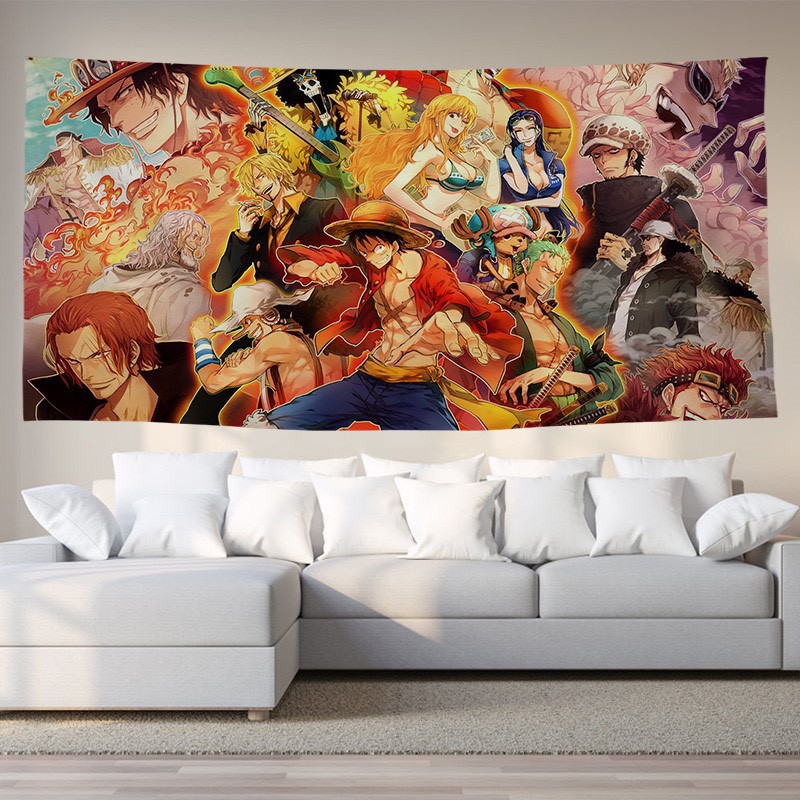[Tặng kèm Đèn nháy 5m+móc treo] Thảm Treo Tường Hình Anime One Piece trang trí decor phòng NR
