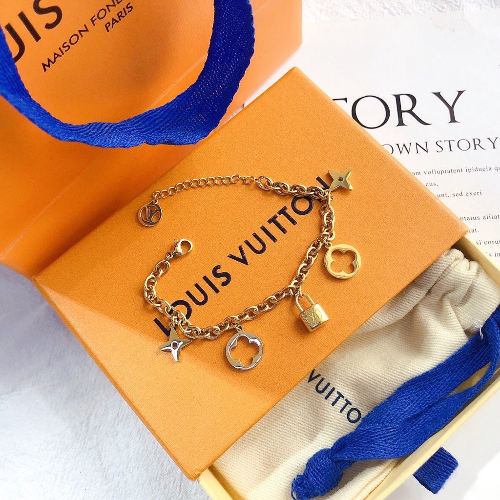 Vòng Tay Lv Bằng Thép Titan In Logo Louis Vuitton Thời Trang Cho Nữ