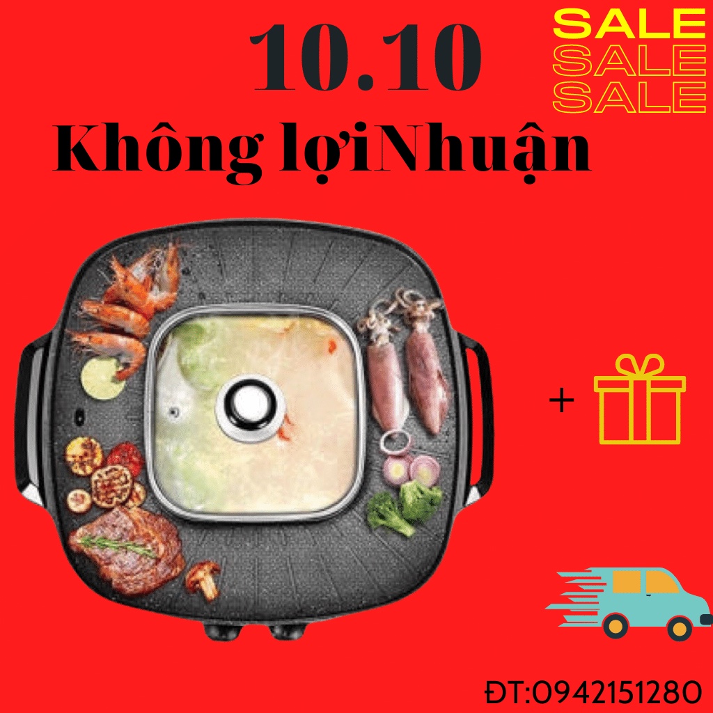 Nồi Lẩu Nướng,Bếp Lẩu Nướng Đa Năng 2 Trong 1 SHARP - Công Suất 2200w Hàng Chính Hãng