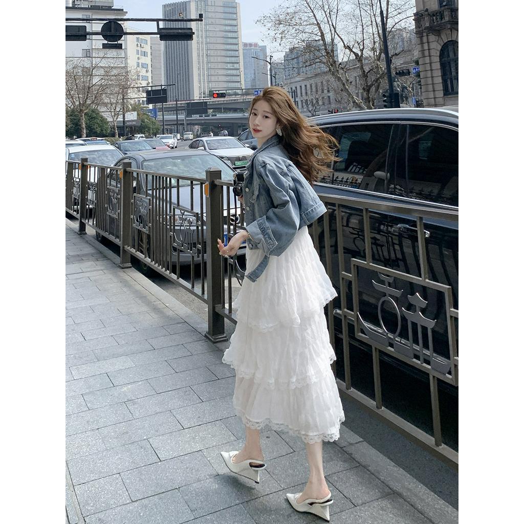 Đầm Hai Dây Phối Ren Nhiều Lớp Thời Trang Đi Biển Sành Điệu 61923