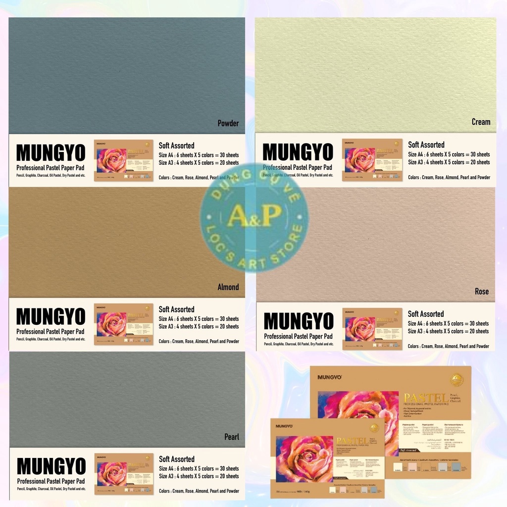 [Lộc'sArtStore] Pad giấy vẽ màu Pastel cao cấp MUNGYO Gallery Hàn Quốc 160gsm