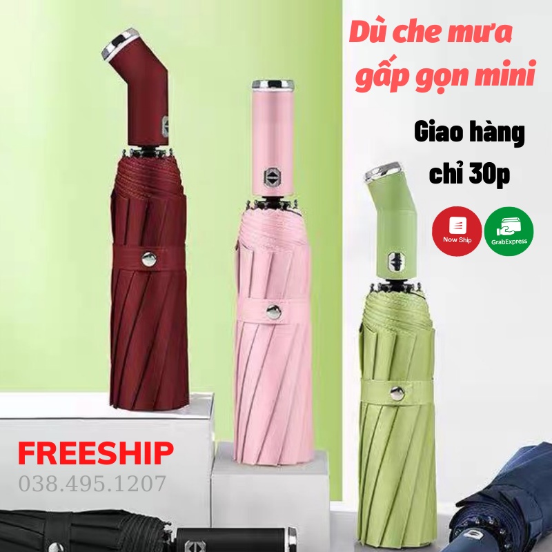 Dù Che Mưa Che Nắng Chống Tia UV Nhỏ Gọn Hiện Đại Đèn Led Akio