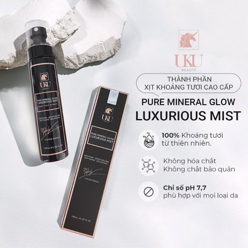 Xịt khoáng tươi cao cấp Pure Mineral Spray - Luxurious Mist UKU Beauté cấp ẩm kiềm dầu 100ml (màu đen cá tính) | BigBuy360 - bigbuy360.vn