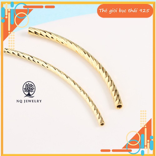 [ Charm HOT] Charm S925 ống mạ vàng dạng xoắn - Ống xoắn S925 mạ vàng