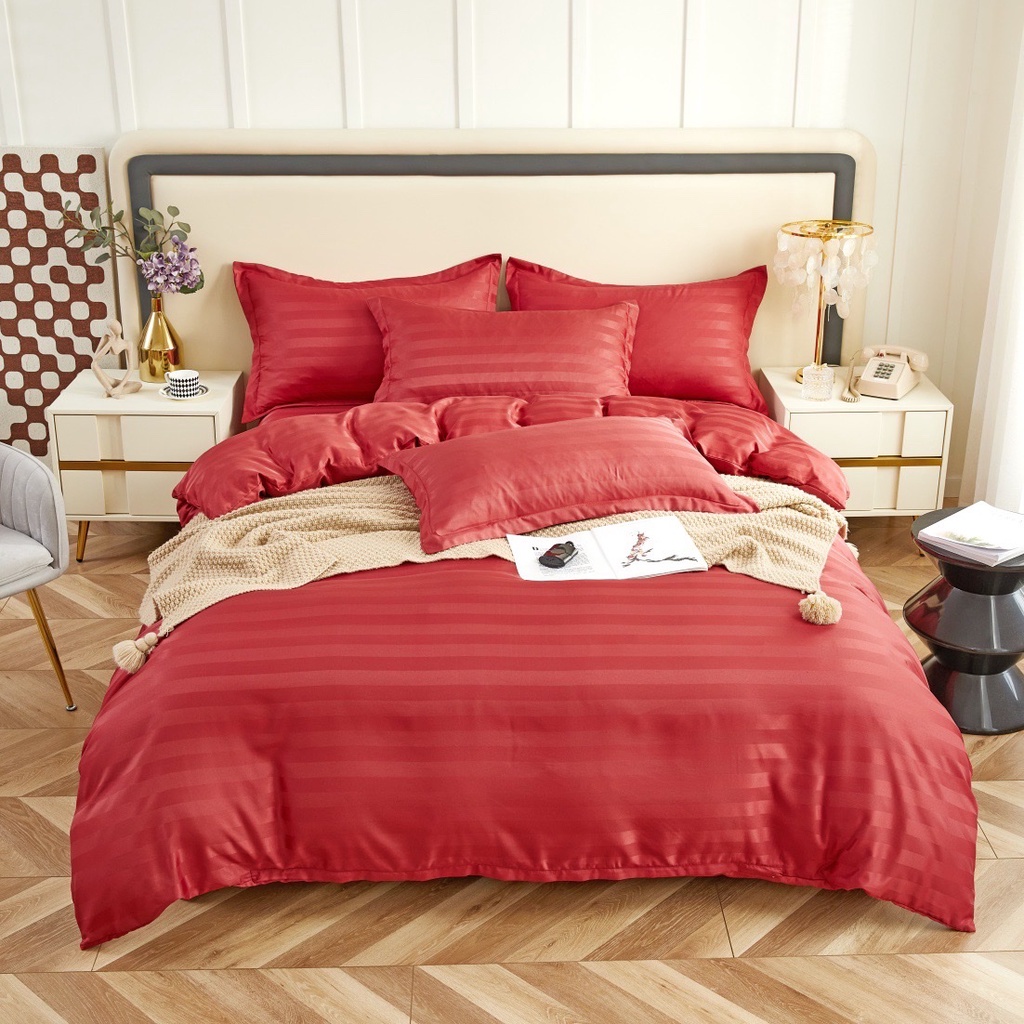 Bộ chăn ga gối khách sạn cotton 3f 4 món, Decor phòng, homstay nhiều màu hàng nhập khẩu