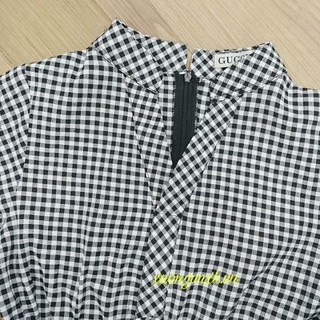Đầm Váy caro cổ trụ bo eo (kèm hình thật)