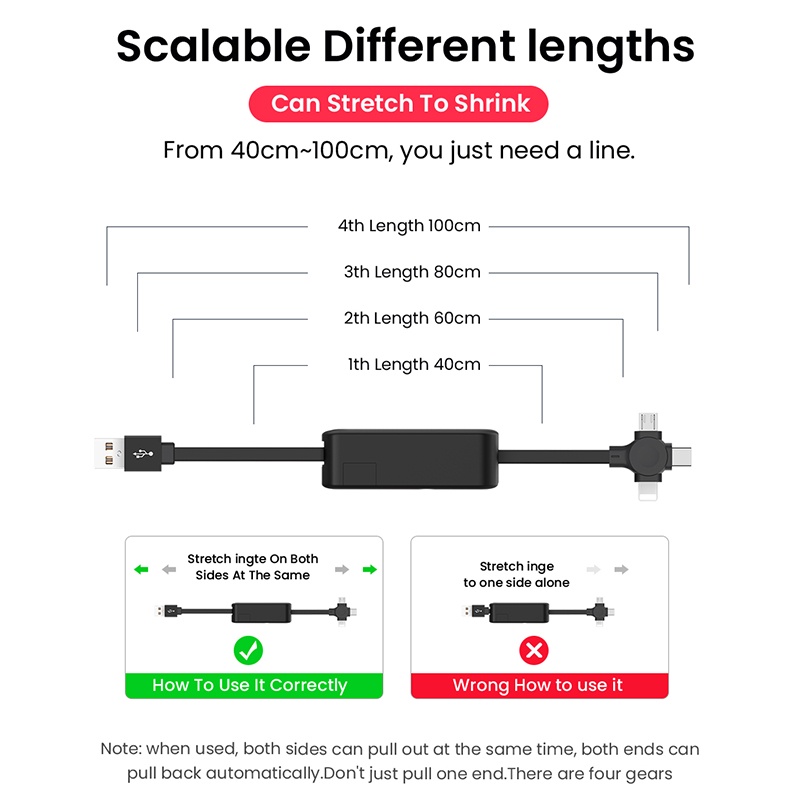 SAMSUNG XIAOMI Dây Cáp Sạc USB Type C Micro USB 4 Trong 1 Có Thể Thu Gọn Tiện Dụng Kèm Giá Đỡ Điện Thoại 3 Trong 1