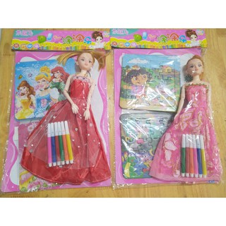[HÀNG ĐẸP GIÁ TỐT]đồ chơi cho bé - Set tô màu cho bé kèm búp bê