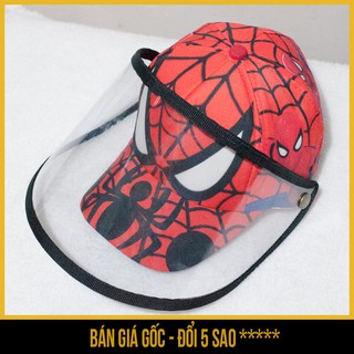 Mũ nón lưỡi trai có kính trong suốt chống dịch, chống khói bụi cho trẻ em 3D người nhện