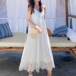 Váy 2 dây ren trắng Ulzzang tiểu thư đi biển, du lịch, đầm maxi đi biển - Rosie Dream Rosie Dream Shop