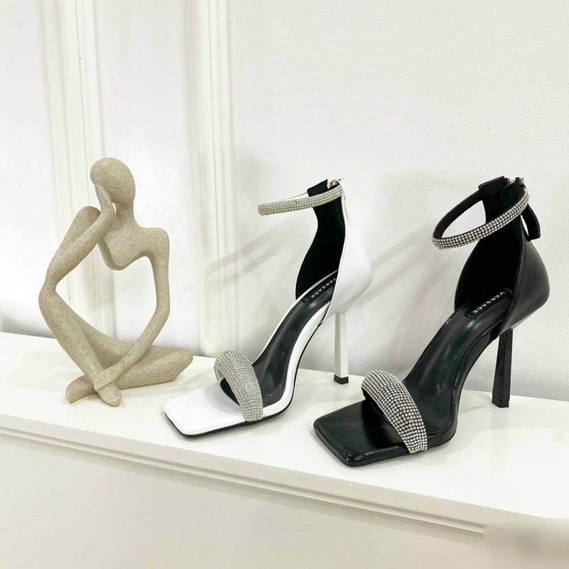 GIÀY SANDAL QUAI XOÀN CAO GÓT BỌC 9CM  ĐẾ NHỌN 5P QUAI ĐÍNH ĐÁ HOT