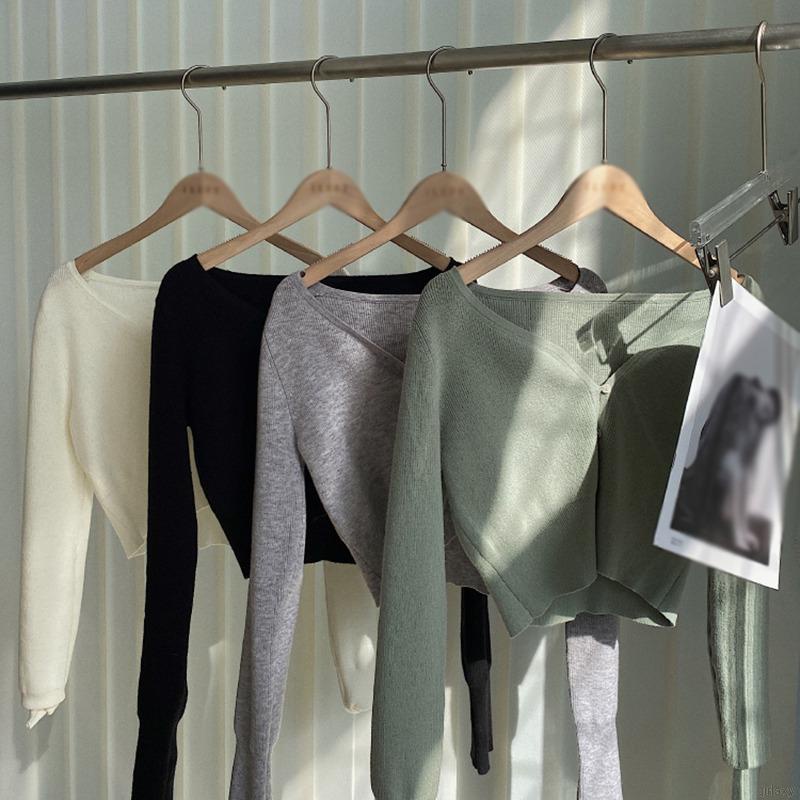 Áo Cardigan Dệt Kim Tay Dài Cổ Chữ V Cài Nút Màu Trơn Phong Cách Hàn Quốc Cho Nữ