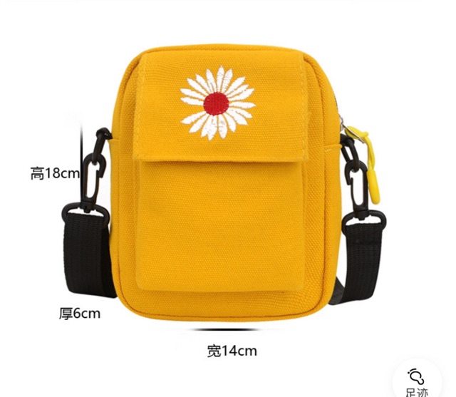 Túi vải nhỏ thêu hoa cúc K2 | BigBuy360 - bigbuy360.vn