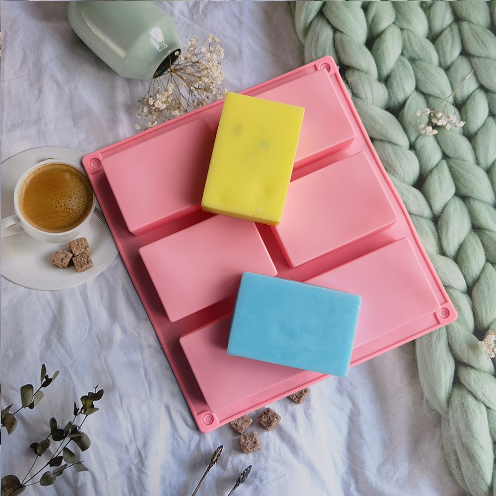 Khuôn Silicone 6 Khoang Chữ Nhạt Làm Socola - Nướng Bánh - Khuôn Tự Làm Xà Phòng Handmade - Dụng Cụ Làm Bánh