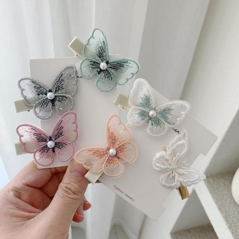 Beautywish Korean Lovely Lace Butterfly Hairpin for Girl Women Kids Hair Clip Jewelry Accessories