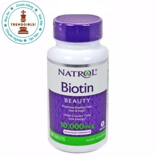 Viên uống Natrol Biotin 10000mcg, USA (100v) hỗ trợ mọc tóc, giúp móng khỏe cho người trên 12 tuổi - trend girls online