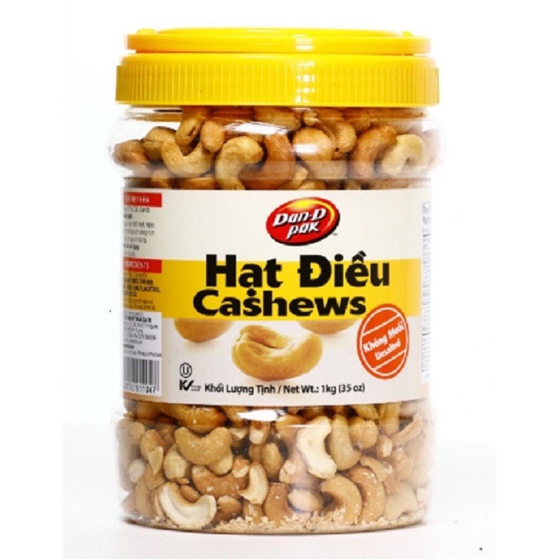 Hạt điều không muối 1 kg Dan D Pak