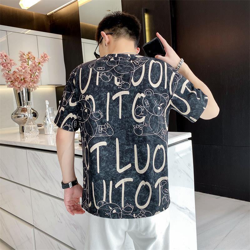 Áo Thun Ngắn Tay Vải Lụa Mát Thiết Kế Đơn Giản Cho Nam