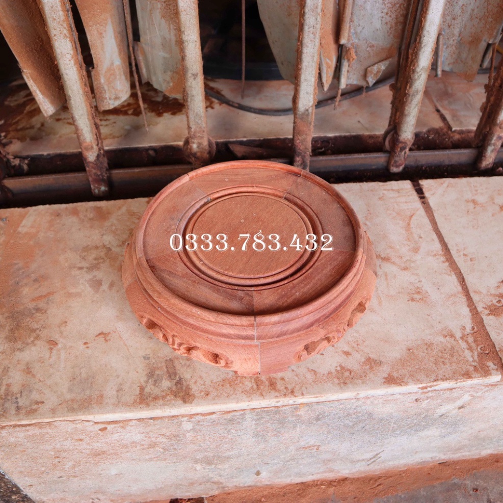 Kỷ tròn lồng mặt 2 nhân trạm dơi gỗ hương cao 6cm