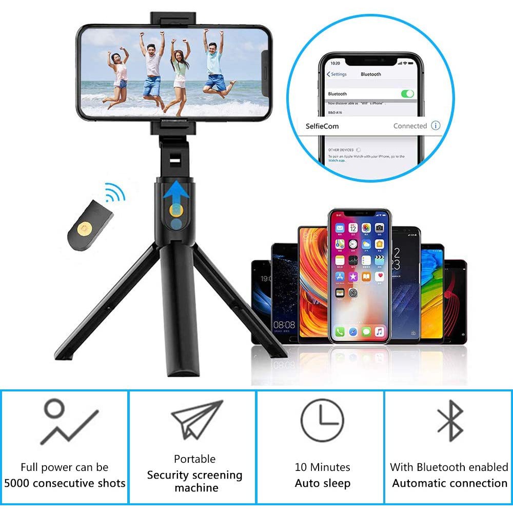 Gậy Chụp Ảnh Selfie 3 Trong 1 Kết Nối Bluetooth Cho Iphone Ios Android