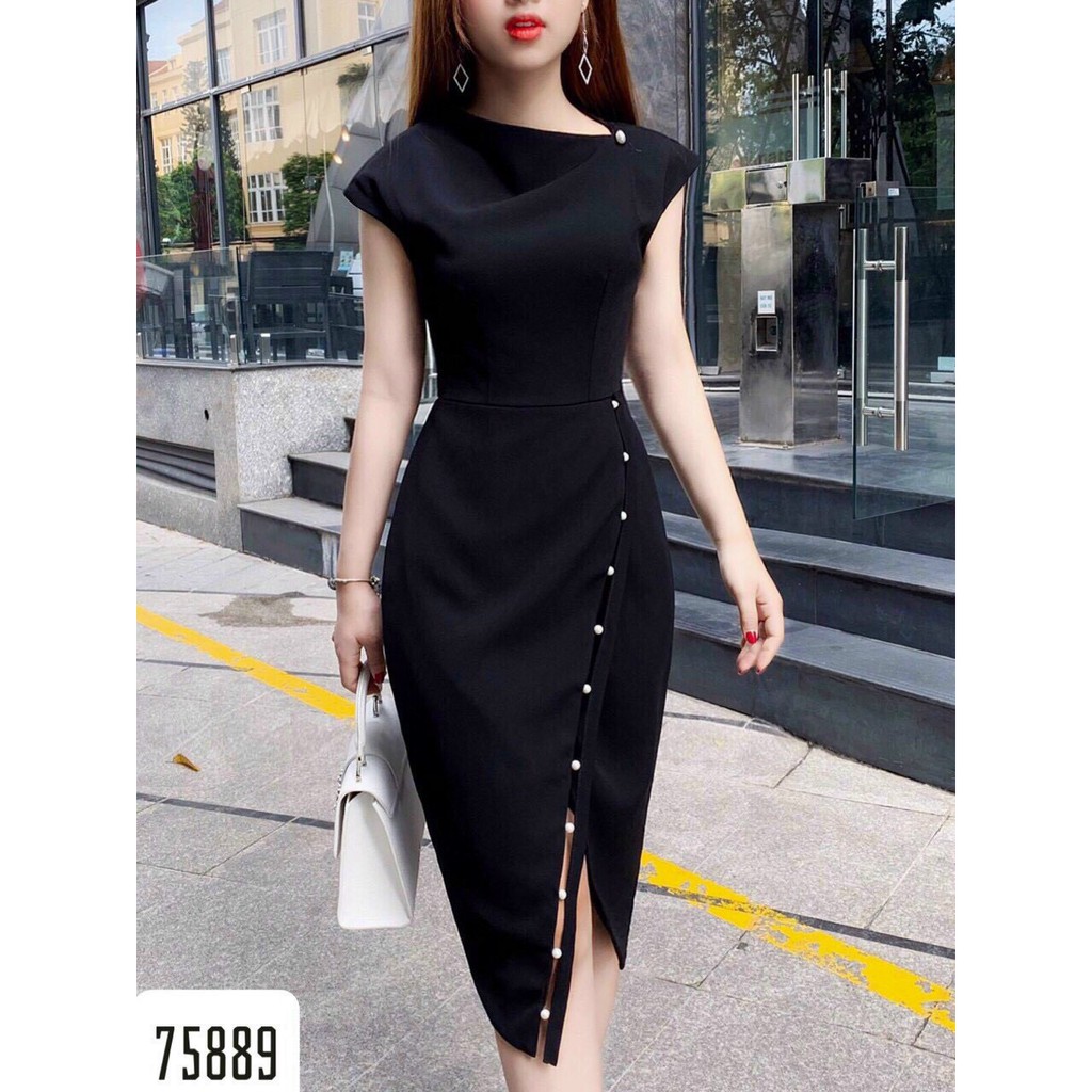 ĐẦM ÔM BODY XẺ TÀ ĐÍNH CƯỜM SIÊU SANG ĐỦ ĐỦ SIZE S M L XL XXL