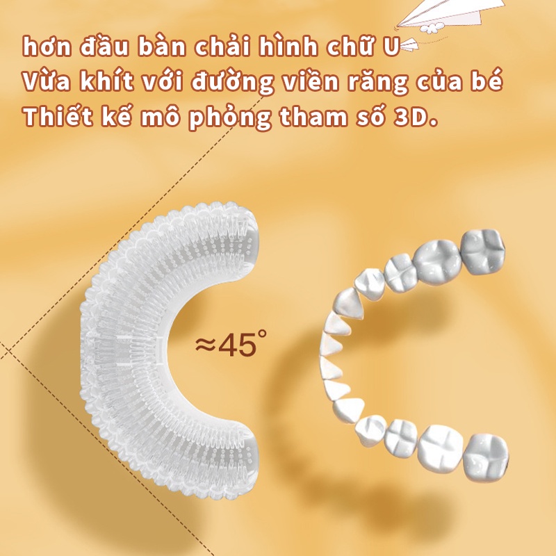 Jollybaby Sạc USB bàn chải đánh răng điện cho trẻ em hình chữ U phù hợp cho trẻ em từ 2-12 tuổi