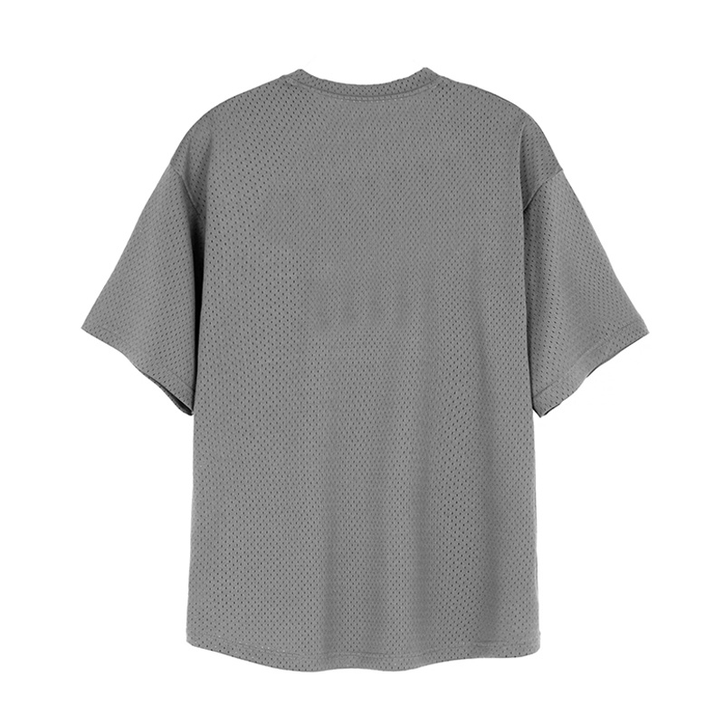 Áo Thun Thể Thao Cổ Tròn Dáng Rộng Phối Lưới Nhanh Khô Phong Cách Hip Hop Đường Phố Mùa Hè Cho Nam
