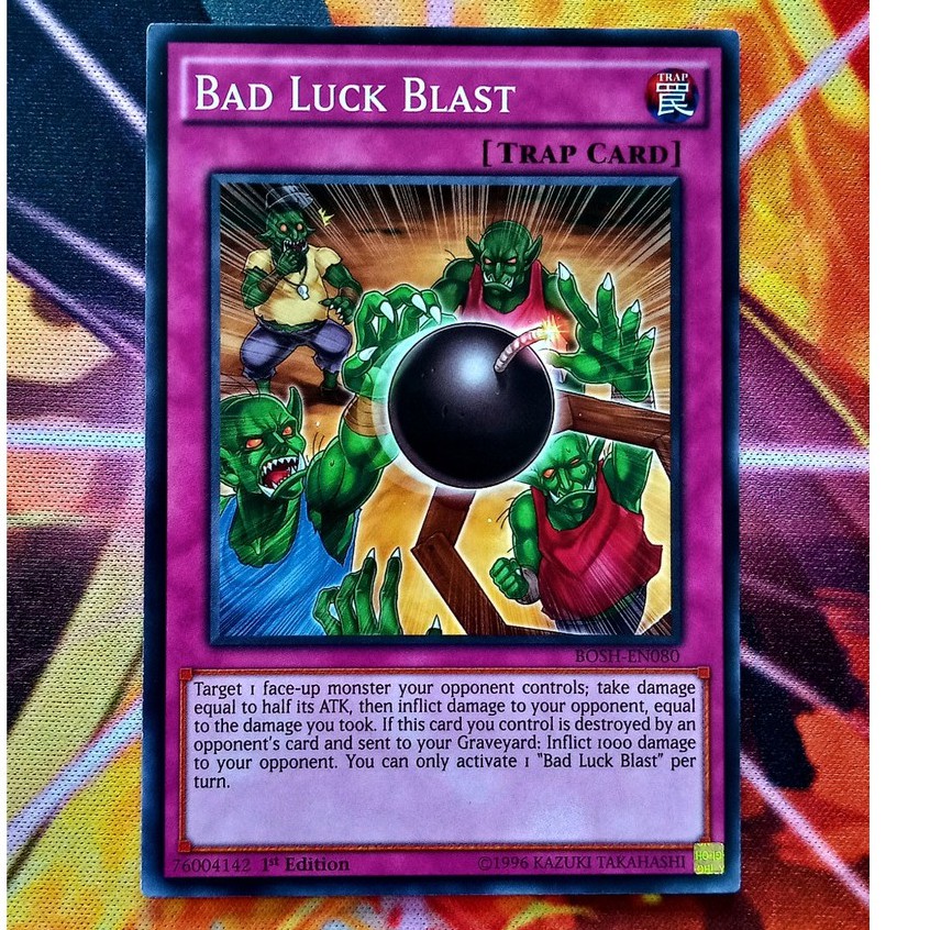 [ ĐỖ LẠC SHOP ] THẺ BÀI YUGIOH MINT 90- TRAP -Bad Luck Blast - BOSH-EN080 - Common 1st Edition