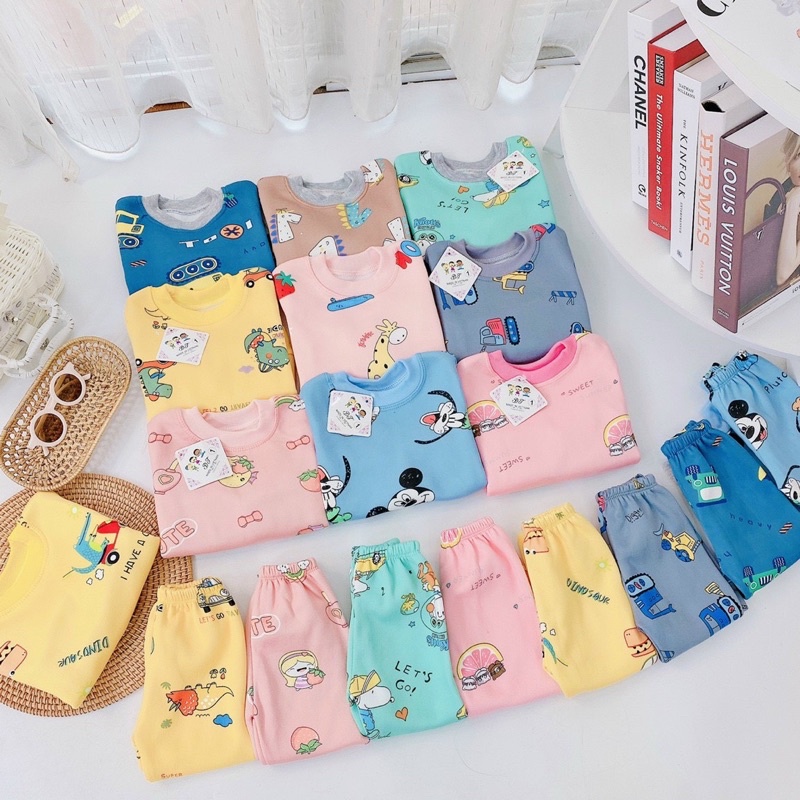 Đồ bộ quần áo dài tay cho bé chất nỉ bông K010