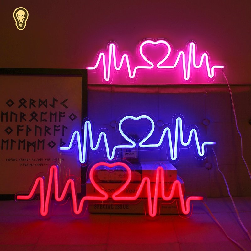 【TẶNG MÓC TREO 】Đèn led neon nhiều mẫu Nhịp đập Trái tim  quà tặng VALENTINE trang trí DECOR phòng ngủ  USB MOXI.