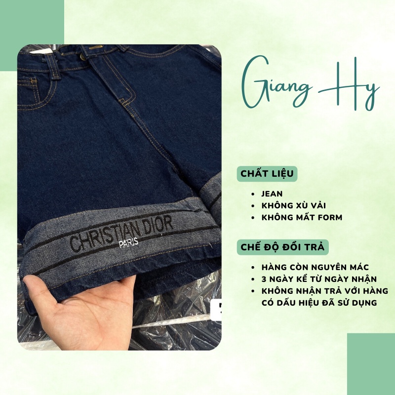 Quần short jean nữ cạp cao ống rộng dày dặn GẤU DI.OR